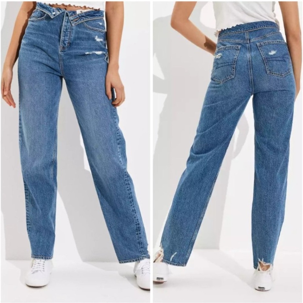 American Eagle Fold Over Waist Mom Jeans!!